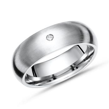 Anillo liso mate titanio diamante 0,02ct