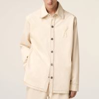 ami logo-applique cotton-twill overshirt - xl