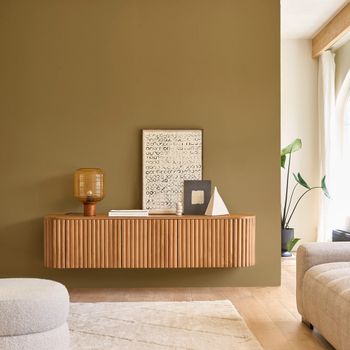 Mueble de tv de teca maciza suspendido de 170 cm