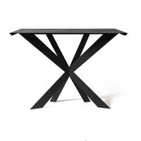 consola exsodus zeus 110x35x85 cm en hierro pintado negro diseno geometrico moderno perforado mueble de entrada o salon made in italy
