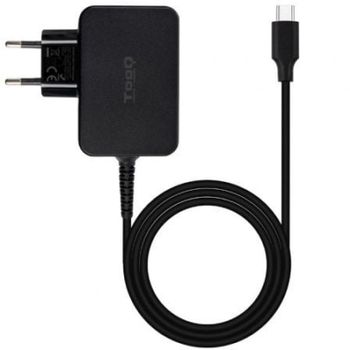 Cargador Portátil TooQ TQLC-USBCGAN45PD GaN 45W USB-C/ Automático/ Cable 1.8m/ Negro