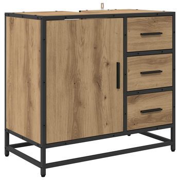 Mueble De Cuarto De Baño Roble Artesanal 65 X 33 X 60 Cm