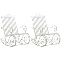 set de 2 mecedoras de hierro smilla metal blanco 90x56x94 cm clp