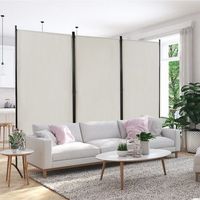 separador de ambientes de 3 paneles con posavasos ajustables bisagras resistentes y base de acero color beige