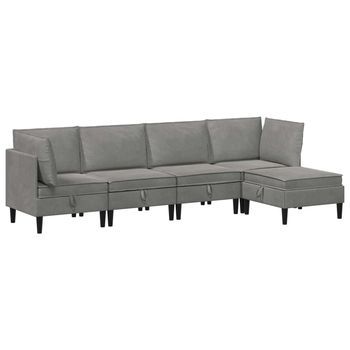 Juego De Muebles De Salón 5 Uds. Gris Claro Terciopelo Vidaxl