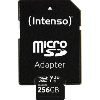 Tarjeta de memoria Intenso microSDXC 256 GB UHS-I Clase 10 U3 V30 con Adaptador