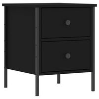 mesita de noche con dos cajones 40 x 42 x 50 cm madera contrachapada negra dec034479