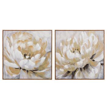 Set 2 Cuadros Flores 80% Pintado A Mano 80x4x80 Cm
