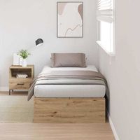 vidaxl cama con almacenamiento con puerta roble artisan 100 x 200 cm