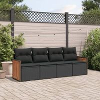conjunto de sofas jardin 4 uds  mueble jardin mesa y sillas con cojines ratan sintetico negro cfw186724