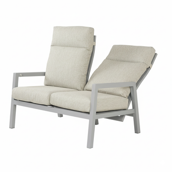 Sofá De Exterior Reclinable, Aluminio, Color Gris, 82x112x126