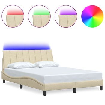 Estructura De Cama Sin Colchón Hanko Tela Color Crema 140x190 Cm Vidaxl