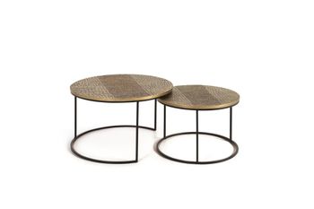 Set de 2 mesas nido de hierro y aluminio negro y bronce