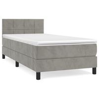 cama box spring con colchon terciopelo gris claro 100x200 cm vidaxl