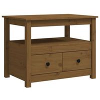 mesa de cafe - mesa de centro de madera maciza de pino marron miel 71x49x55 cm