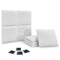 dhome juego de 8 paneles tapizados de polipiel premium pack autoadhesivos para pared acusticos absorbentes proteccion blanco 60x60cm x8