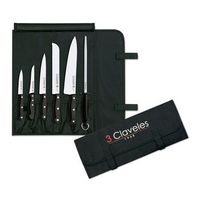 3 claveles uniblock - estuche profesional cocinero con 5 cuchillos y chaira incluidos