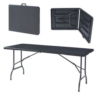 Mesa Plegable Ljusnarsberg Exterior Metal/plástico 180x75x72cm - Negro [en.casa]