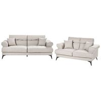 conjunto moderno de sala de estar sofas de tela de 2 y 3 plazas con reposacabezas ajustables gris pardo skive