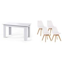 pack mesa fija de comedor o cocina blanco  4 sillas nordic blanco