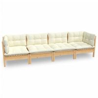 muebles de jardin 4 pzas y cojines madera maciza de pino crema vidaxl