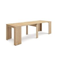 mesa consola extensible  mesa comedor plegable  260  para 12 comensales  comedor y cocina  estilo moderno  roble