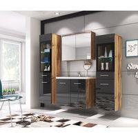 conjunto de muebles de bano madrid ii juego de muebles de bano lavabo incluido con iluminacion led color wotannegro brillo