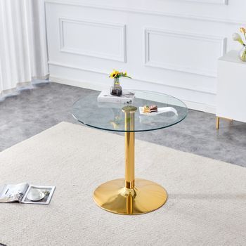 Sweiko Mesa De Barra De Vidrio 85 Cm Diámetro 76 Cm Altura Moderna Minimalista Ligeramente Lujosa