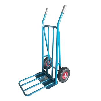 Ferrestock Fskcar003 Carretilla De Almacén Profesional Fabricada En Acero Con Refuerzo Doble, Pala Abatible, Hasta 250kg De Carga Y Ruedas Neumáticas Con Llanta Metálica