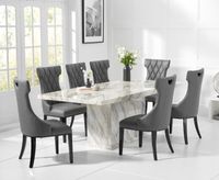calacatta 220cm marble-effect dining table with freya chairs