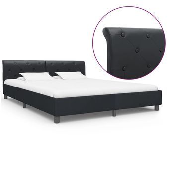 Estructura De Cama De Cuero Sintético Negro 160x200 Cm Vidaxl