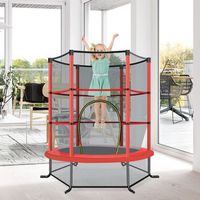 cama elastica para ninos 165 cm con red de seguridad y almohadilla para muelles estructura de acero rojo cfw87269