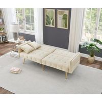 divan-cama convertible de 2 plazas en terciopelo respaldo ajustable y reposabrazos ajustables para sala de estar