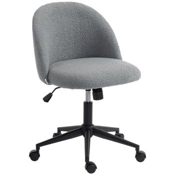 HOMCOM Silla de Oficina Giratoria en Pelo Teddy Gris Altura Regulable   Aosom España