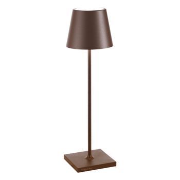 Lámpara De Mesa Led Zafferano Poldina Pro Corten Recargable Regulable Hasta 12 H Ip65 Apta Exterior