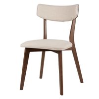 silla de comedor con estructura de nogal y asiento beige