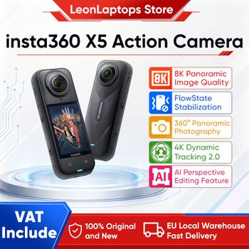 Cámara de acción insta360 X5 8K resistente al agua 49 pies 360 con sensores de 1/1,28 