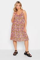 limited collection vestido rosa floral con tirantes cruzados en la espalda mujer curvy y tallas grandes yours