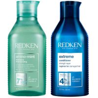 redken amino mint scalp cleansing for greasy hair shampoo and extreme damage repair conditioner bundle