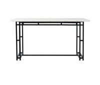 mesa de comedor - tapa efecto marmol - patas de metal negro - 120x70cm - blanco y negro