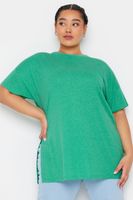 yours camiseta amplia verde con lino mujer curvy y tallas grandes yours