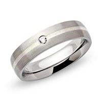 anillo exclusivo de acero inoxidable circonita plateada 5mm