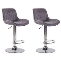 juego de 2 taburetes de bar ajustables modernos y comodos con pie de trompeta de metal de terciopelo gris oscuro tdb10394