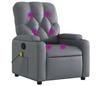 vidaxl sillon de masaje reclinable cuero sintetico gris