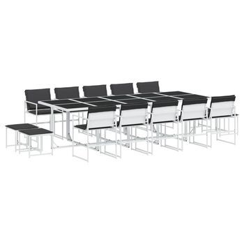 Juego De Comedor De Jardín 15 Piezas Con Cojines Textilene Blanco