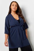 limited collection kimono azul marino con cinturon mujer curvy y tallas grandes limited collection