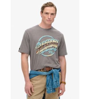 Superdry para hombre. M1012019A Camiseta rock de los 70 gris (XXL), Casual, Algodón, Manga corta