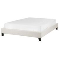 cama con somier sin cabecero tapizada de tela de poliester beige claro 140 x 200 cm roanne