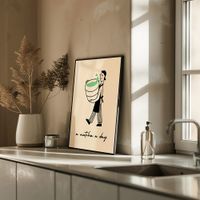 cuadro a matcha a day marco negro 30x40 cm