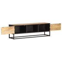 mueble de tv puerta tallada madera de mango rugosa 130x30x40 cm